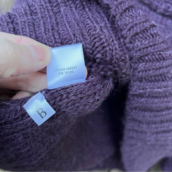 Loft Ann Taylor Alpaca Blend Deep V Shawl Sweater Purple Sz M - Picture 10 of 14